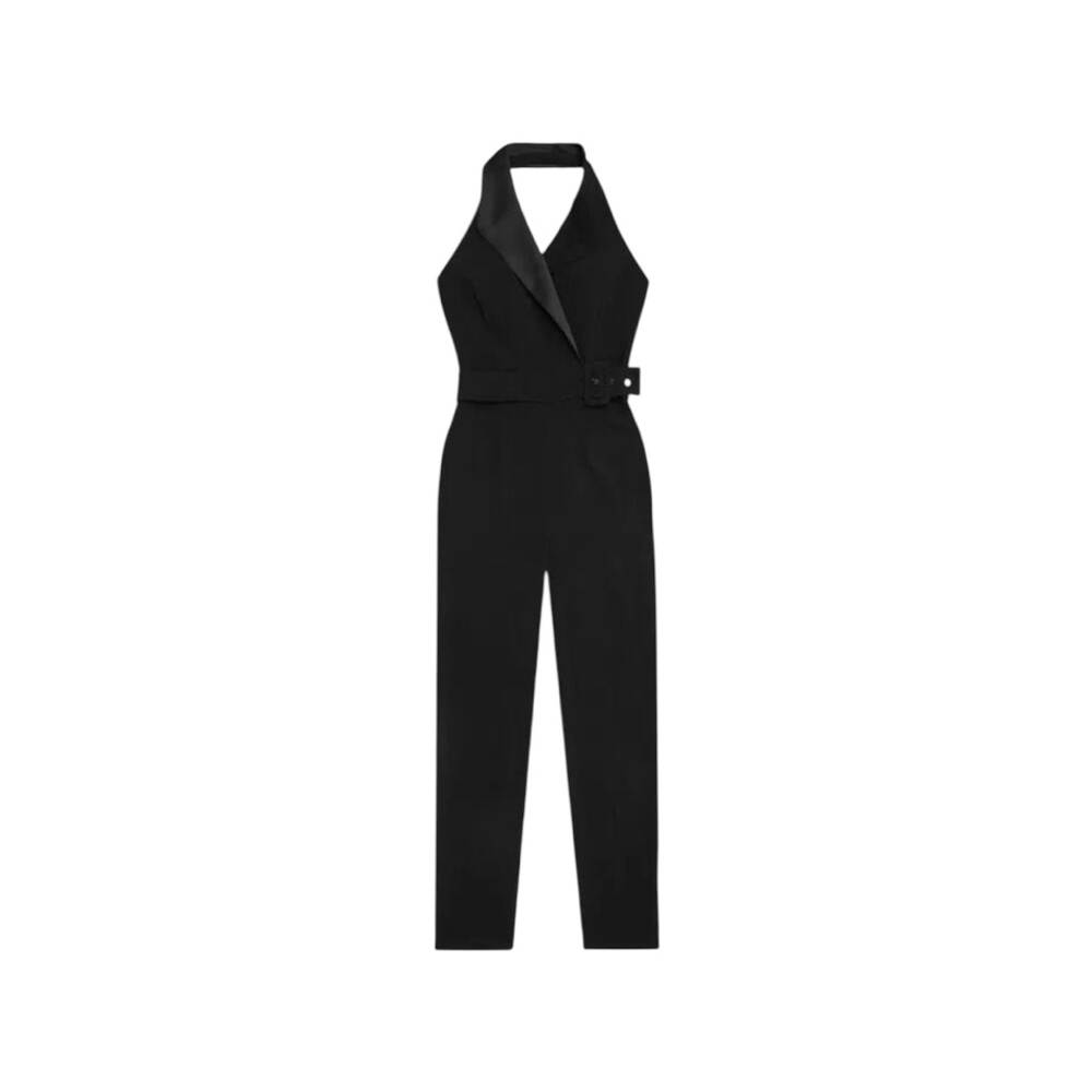 Reiss Tuxedo Halter Sleeveless Belted Jumpsuit in Black Sz 10 Holiday New Years - Picture 5 of 11